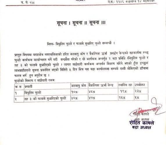 बराहक्षेत्र नगरपालिका वडा नं. ५ को सुचना